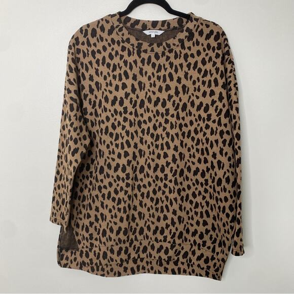 Amaryllis Leopard Cheetah Animal Print Mob Wife Sweater 3/4 Sleeves Size Large - Picture 1 of 9
